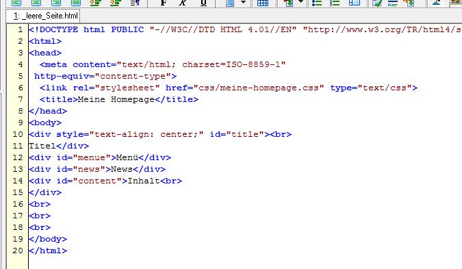 leere Seite ohne Include-Dateien