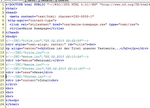 Aktualisierte Webseite