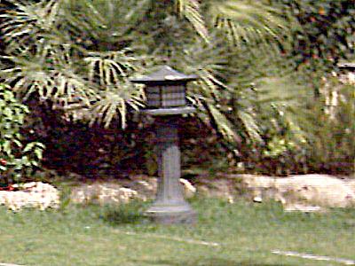 Asiatische Lampe im Beet (Detail)