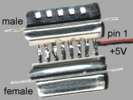 A gameport dongle consists of a male and female connector soldered back-to-back
